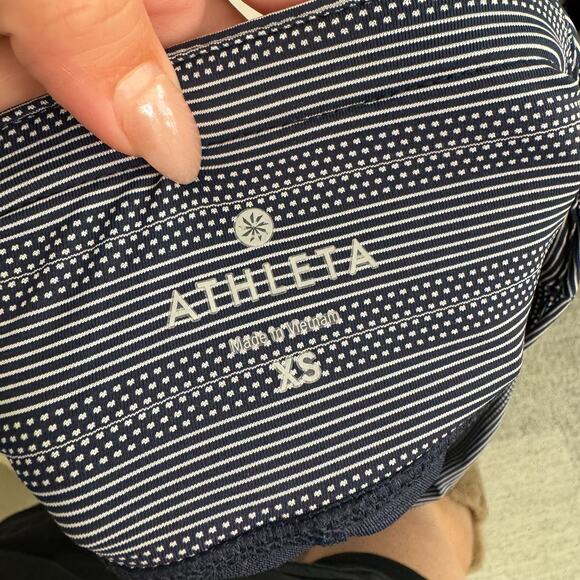 Athleta Stealth Navy Polka Dot Striped Pattern Tennis Skirt Skort - Picture 4 of 7